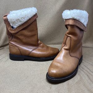 Genuine Tan Leather Fleece Lined Boots
